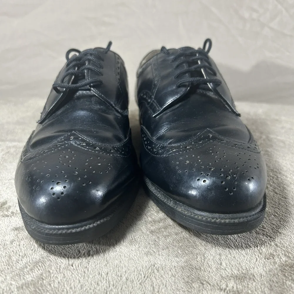 Rare Vtg FMO Discontinued Mens 9.5 EEE Black Leather Wingtip Brogue Dress Shoes